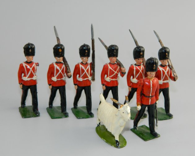 The Royal Welch Fusiliers With Officer and Goat Mascot